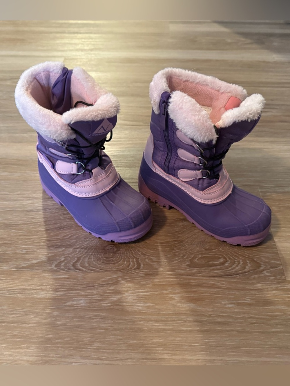 Nova Mountain | Purple and Pink Kids Snow Boots with Faux Fur Trim